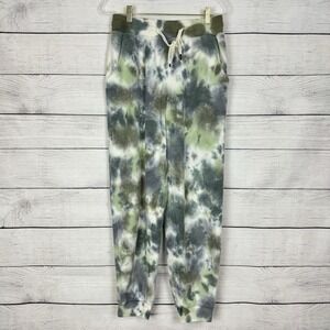 FEAT Womens Jogger Sweatpants Blanket Blend Green Tie Dye Lounge Pants Sz Small